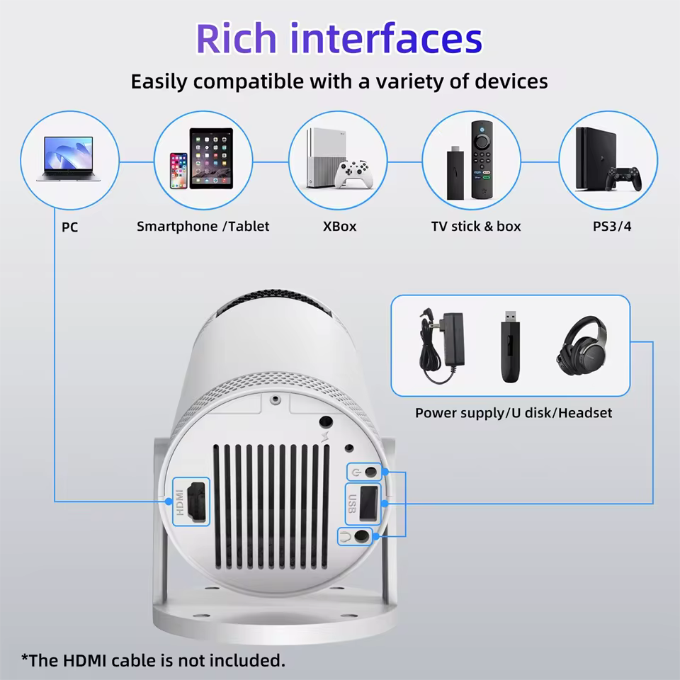 Mini Projetor Portátil - Cinema em Casa e Onde Quiseres